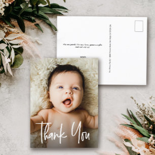 Carte Postale Photo personnalisée Nouveau-né Merci de Baby showe