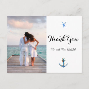 Carte Postale Photo personnalisée Ocean Blue Beach Merci de mari