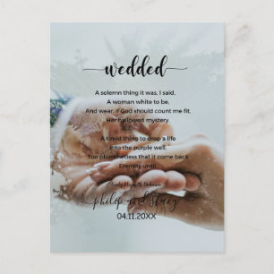 Carte Postale Photo personnalisée Poème de mariage élégant
