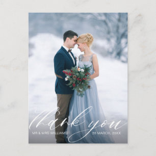 Carte Postale photo personnalisée script élégant mariage merci