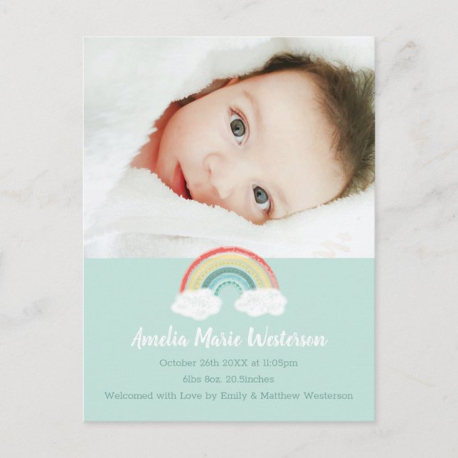 Carte Postale Photo Rainbow Baby Faire-part de naissance (Devant)