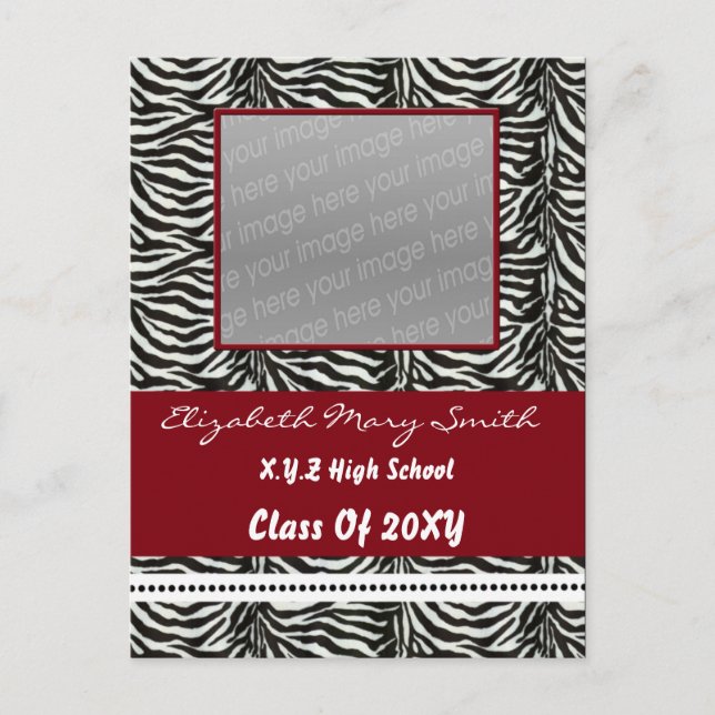 Carte Postale photo rouge chic Graduation Invitation (Devant)