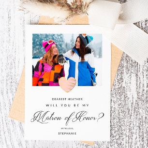 Carte Postale Photo Serez-vous ma mère d'honneur Coeur rose