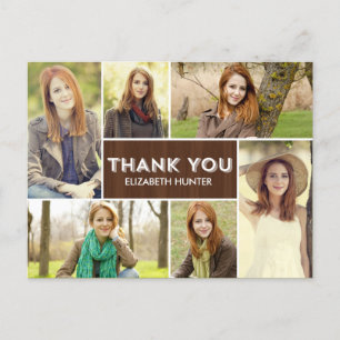 Carte Postale Photo Showcase Graduation Thank You Card - Wood