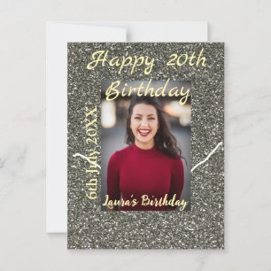 Carte Postale Photo Silverglitter 20e anniversaire ajoutez nom d