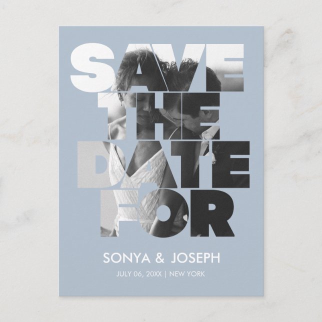 Carte Postale Photo simple moderne Enregistrer la date Invitatio (Devant)