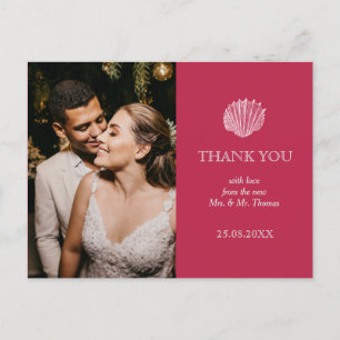 Carte Postale Photo Viva Magenta Sea Shell Mariage Merci