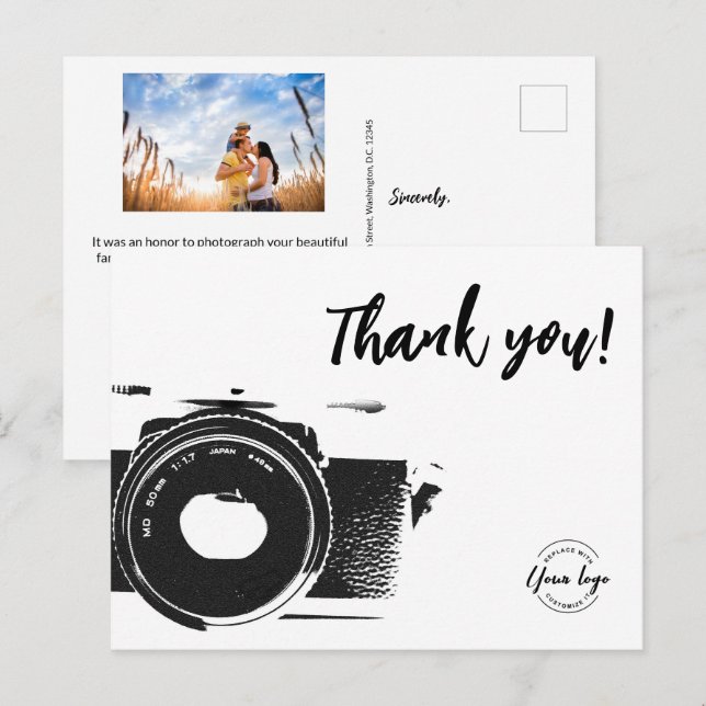 Carte Postale Photographe de famille Logo personnalisé Photo Car (Devant / Derrière)