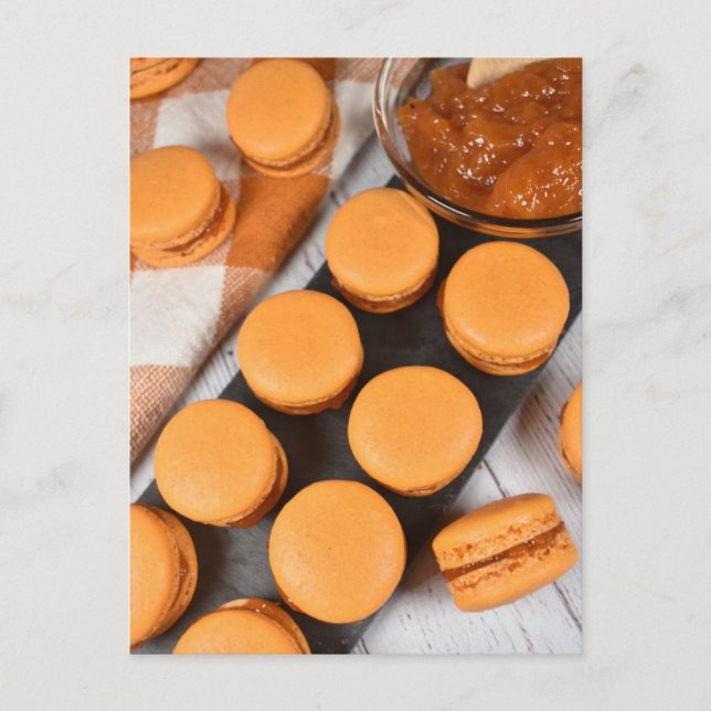 Carte Postale Photographie alimentaire Macarons à la Pêche à la  (Devant)