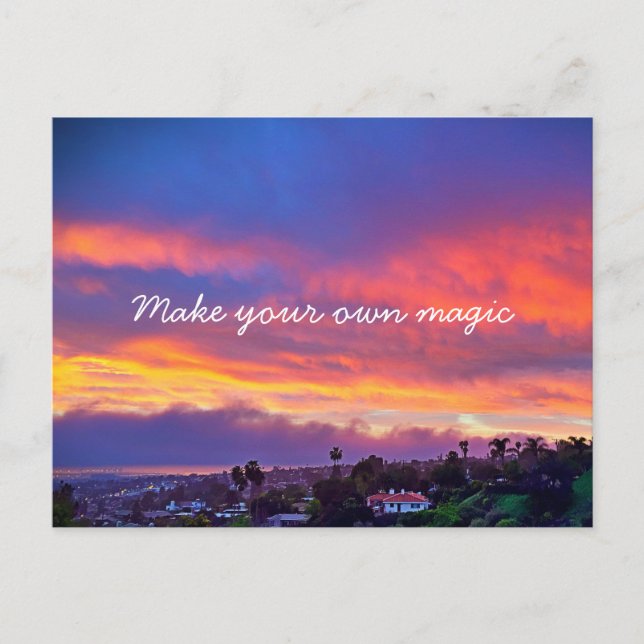 Carte Postale Photographie Coucher De Soleil Bleu Orange Faites  (Devant)