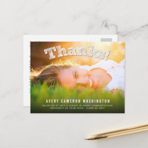 Carte Postale Photographie de remerciement Merci de graduation m