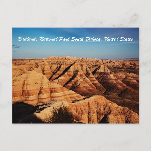Carte Postale Photographie du paysage du parc national Badlands (Devant)