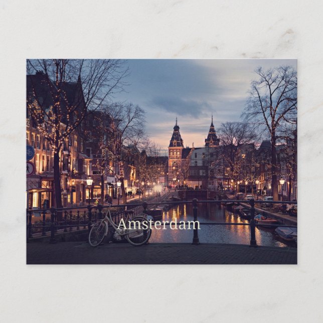 Carte Postale photographie du paysage urbain d'Amsterdam (Devant)