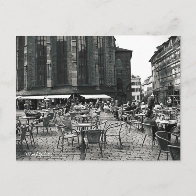 Carte Postale Photographie noir et blanc Carré de café (Devant)