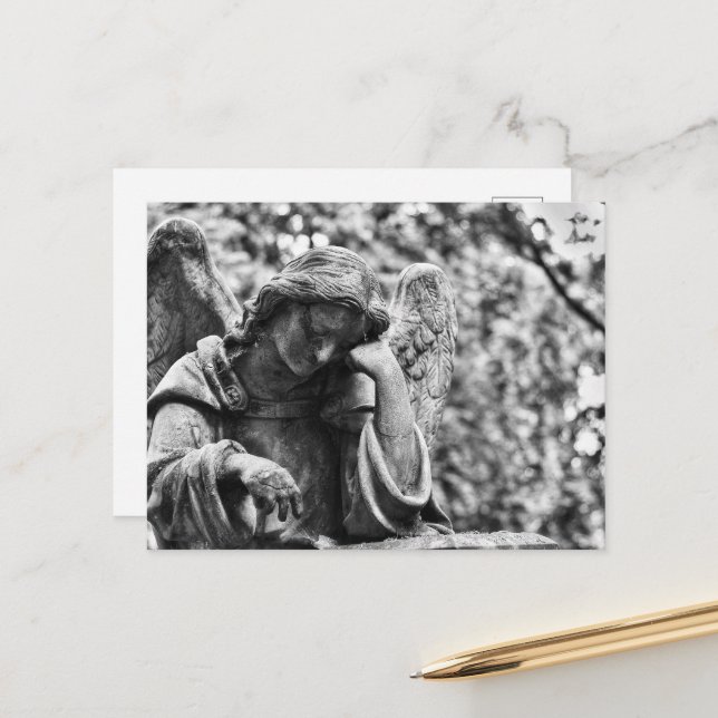 Carte Postale Photographie noir et blanc du cimetière Angel (Devant/Arrière en situation)