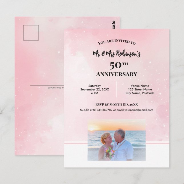 Carte Postale Photographie personnalisée pour 50e anniversaire C (Devant / Derrière)
