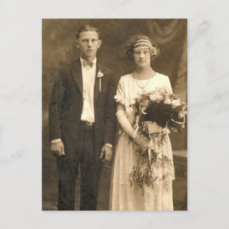 Carte Postale Photos de mariée et de chambre romantique vintage