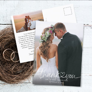 Carte Postale Photos de remerciement de mariage avec écriture ma