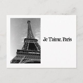 Carte Postale Photos_de_Tour_Eiffel_noir_et_blanc, Je T'...