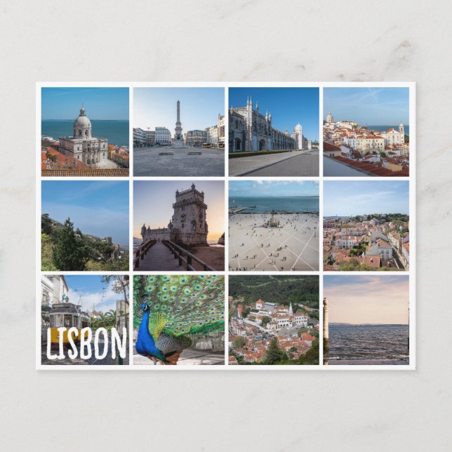 Carte Postale Photos en mosaïque de Lisbonne au Portugal (Devant)