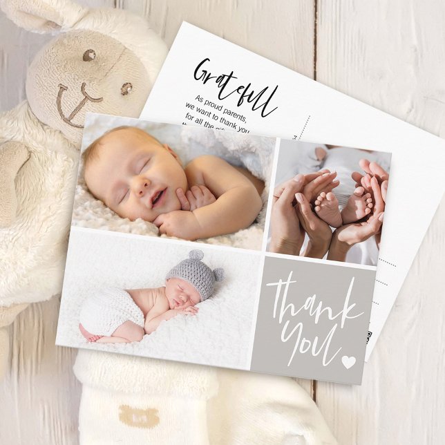 Carte Postale Photos manuscrites en Merci Faire-part de naissanc (Handwritten Thank You Birth Announcement Photos Postcard)