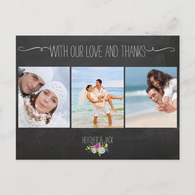 Carte Postale Photos PixDezines tableau noir/mariage merci (Devant)