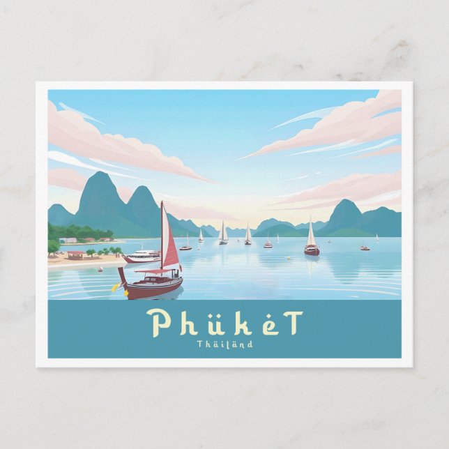 Carte Postale Phuket Thaïlande Pastel Travel (Devant)