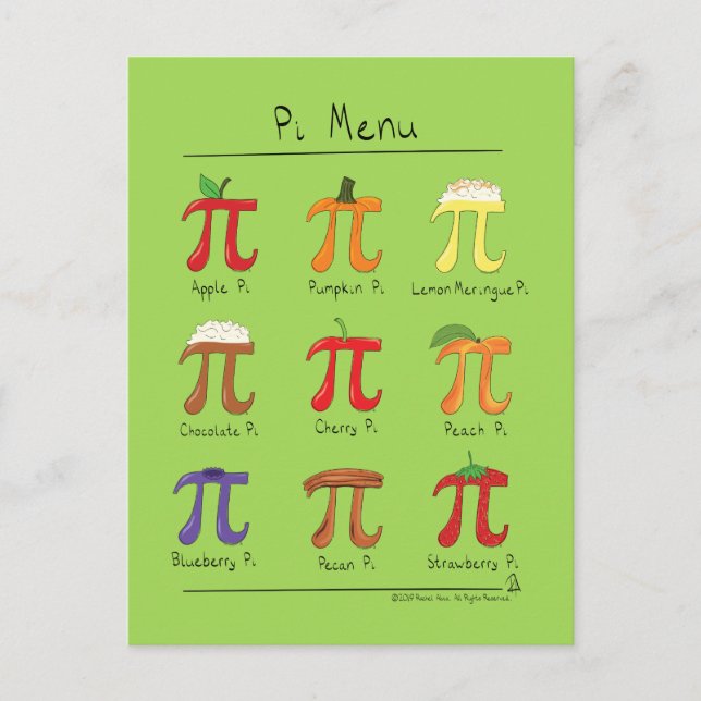 Carte postale Pi Menu Cute Math Pi Day (Devant)