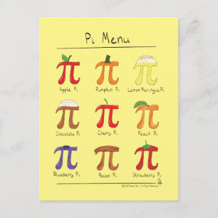 Carte postale Pi Menu Cute Math Pi Day