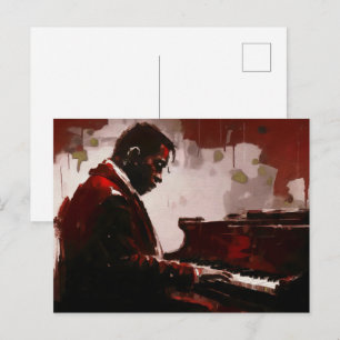 Carte Postale Pianiste de bar nocturne