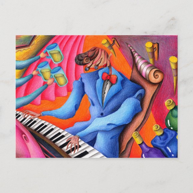 Carte Postale Pianiste de jazz (Devant)