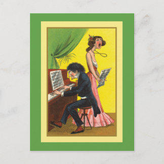 Carte Postale Pianiste et chanteur amusant