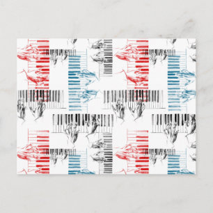 Carte Postale Pianiste mains motif