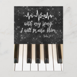 Carte Postale Piano avec louange Sa Bible Verse