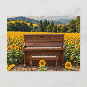 Carte Postale Piano dans les tournesols
