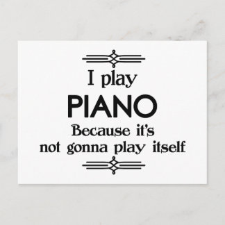 Carte Postale Piano - Jouer tout seul Musique Déco Drôle