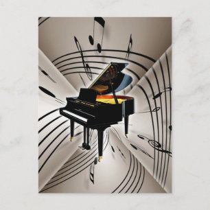 Carte Postale Piano Notes et personnel