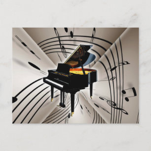 Carte Postale Piano Notes et personnel