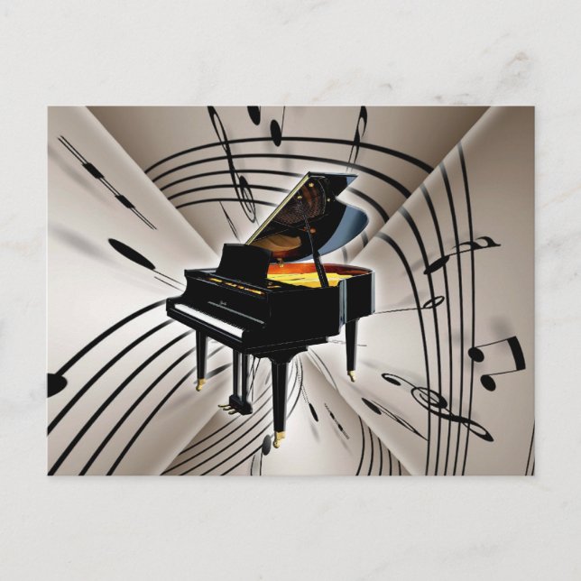 Carte Postale Piano Notes et personnel (Devant)