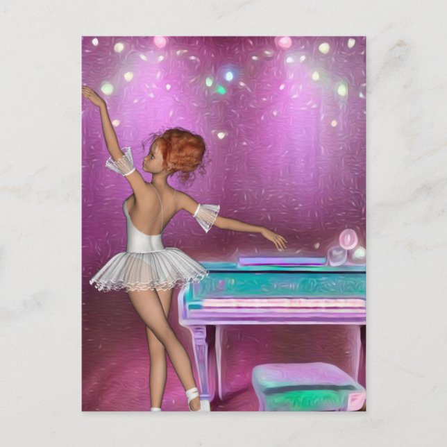 Carte Postale Piano turquoise Pink Peint Arrière - plan & Baller (Devant)