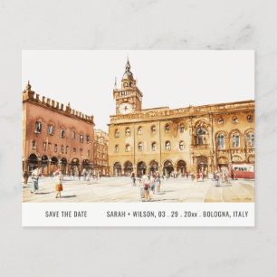 Carte Postale Piazza Bologne Italie Aquarelle Enregistrer La Dat
