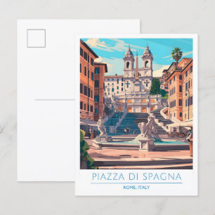 Carte Postale Piazza di Spagna Rome Italie Vintage voyage
