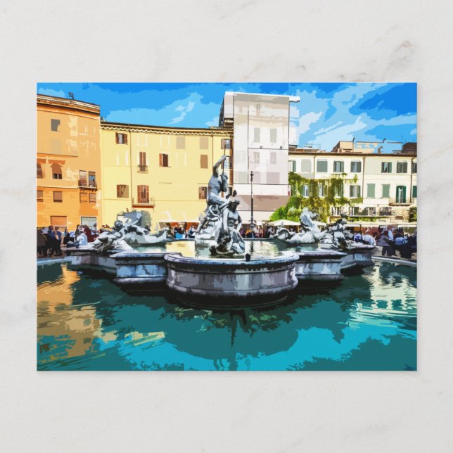 Carte Postale Piazza Navona Fontaine Carré Rome Italie (Devant)