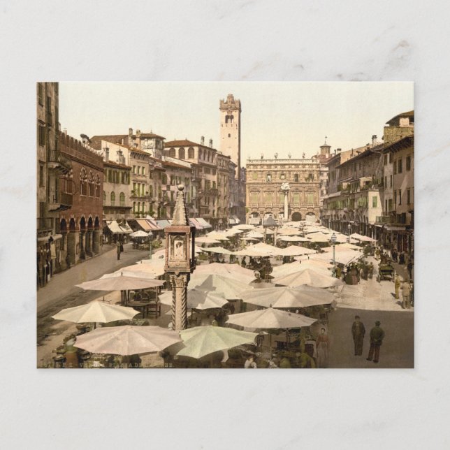 Carte Postale Piazzi delle Erbe, Vérone, Italie (Devant)