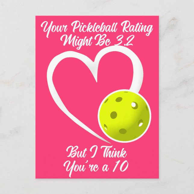 Carte Postale Pickleball Classement Valentine Coeur Jaune Rose (Devant)