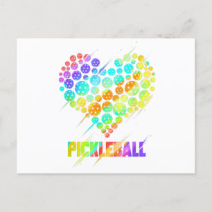 Carte Postale Pickleball Heart - Drôle Colorful Paddle Sports Pl