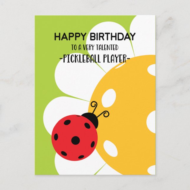 Carte Postale Pickleball Joyeux Anniversaire Vert mignon Personn (Devant)