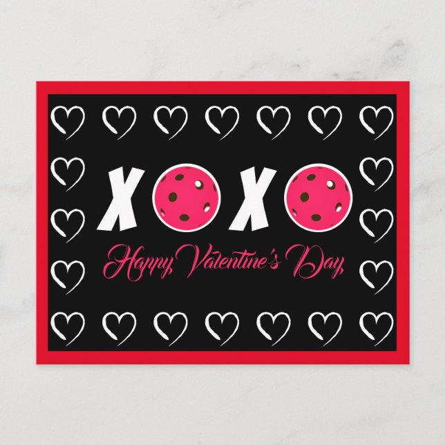 Carte Postale Pickleball Lover Valentine XOXO Pickleballs (Devant)