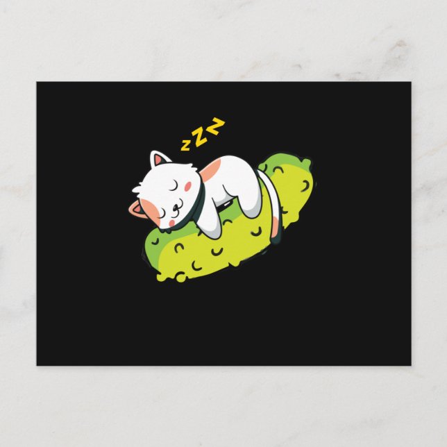 Carte Postale Picks Chat Concombre Gherkin Enfants (Devant)
