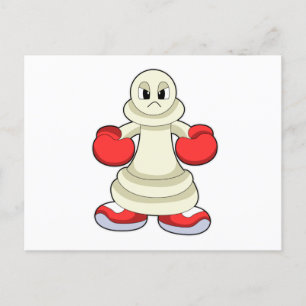 Carte Postale Pièce d'échecs Pion en boxeur avec gants de boxe